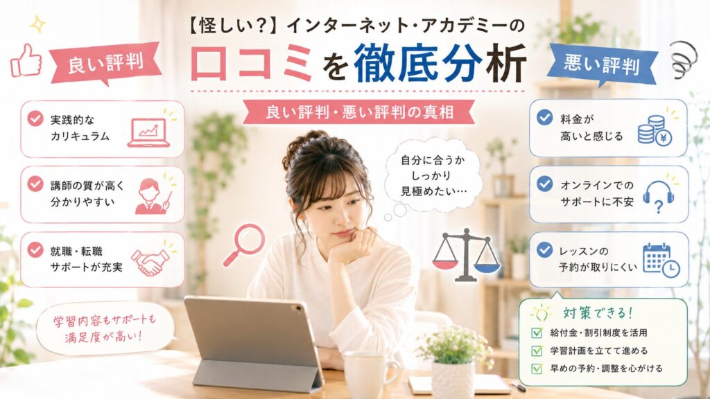 【怪しい？】インターネット・アカデミーのリアルな口コミを徹底分析