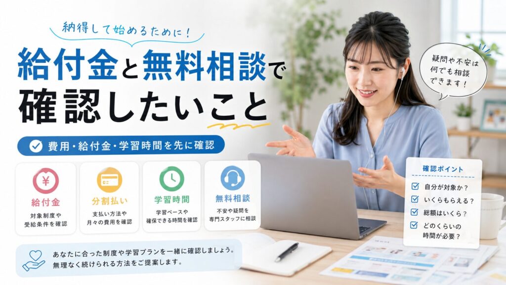 給付金と無料相談で確認したいこと