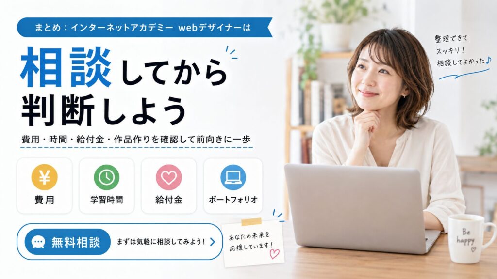 インターネットアカデミーの webデザイナーコースはシンママ向き?のまとめ