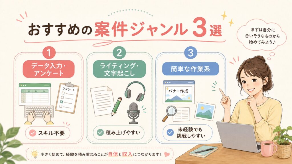シングルマザー・未経験者におすすめの案件ジャンル3選