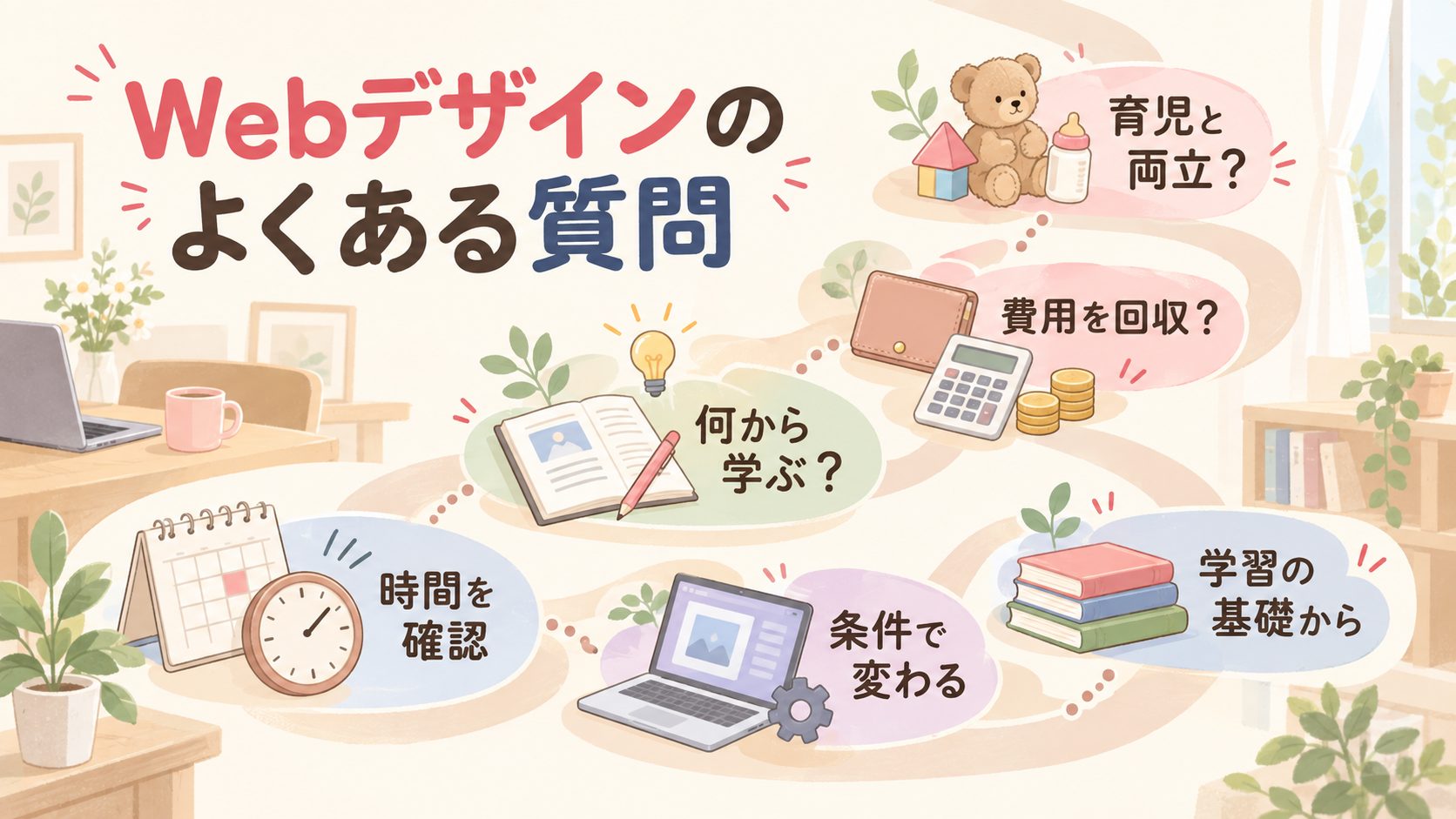 育児との両立、学習費用、学び方を考えるWebデザインの質問図
